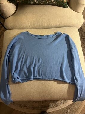 John Galt boat neck Light blue Cropped Knit Sweater